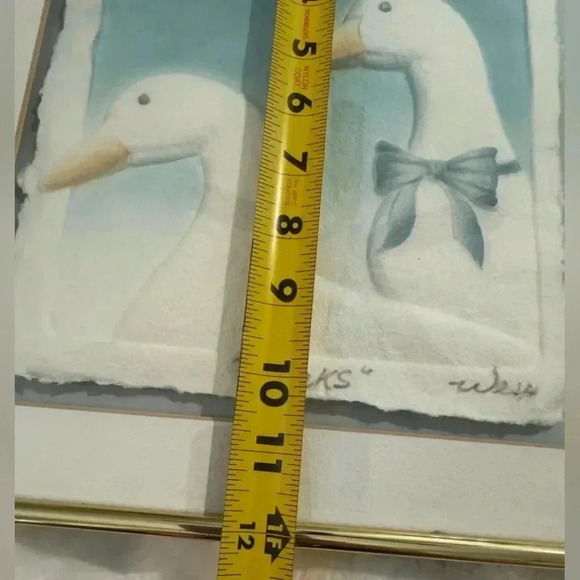 Wesley WESS Smith Ducks Hand Cast Paper Colored Framed Art MCM Signed Brass 90’s - Picture 11 of 13